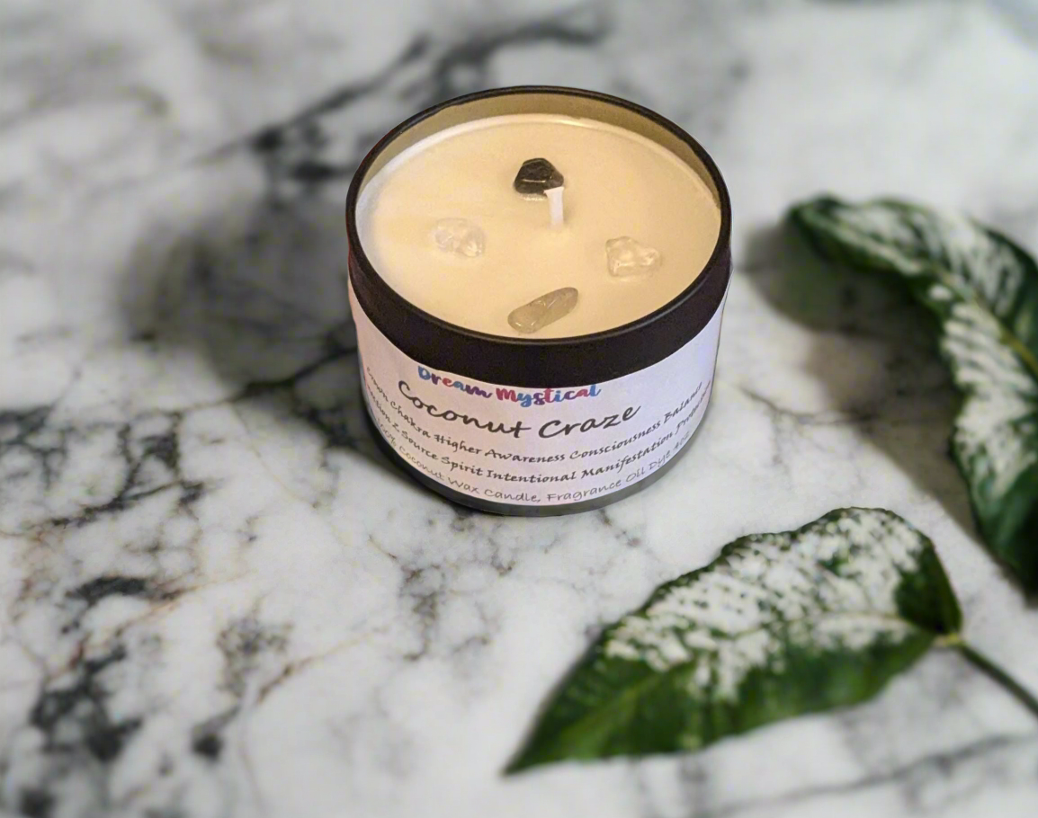 Coconut craze Intentional Candle Coconut Wax Crown Chakra Inspires Connects 2 Divine Consciousness Enlightment Protection