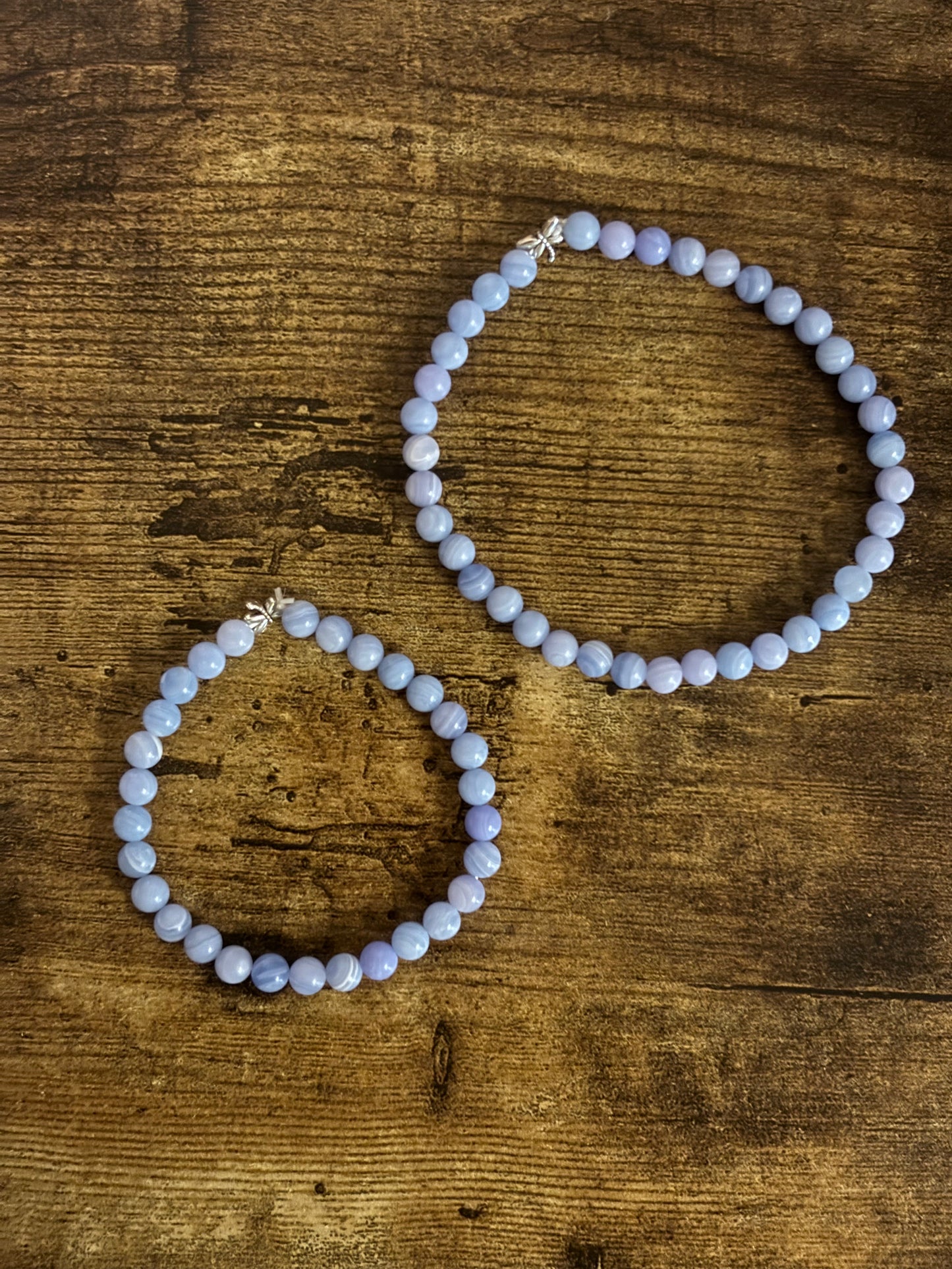 Divine Truth Blue Lace Agate with dragonfly charm Genuine Healing Crystals Anklet connect to Archangle Raguel & Mother Goddess Earth Gaia