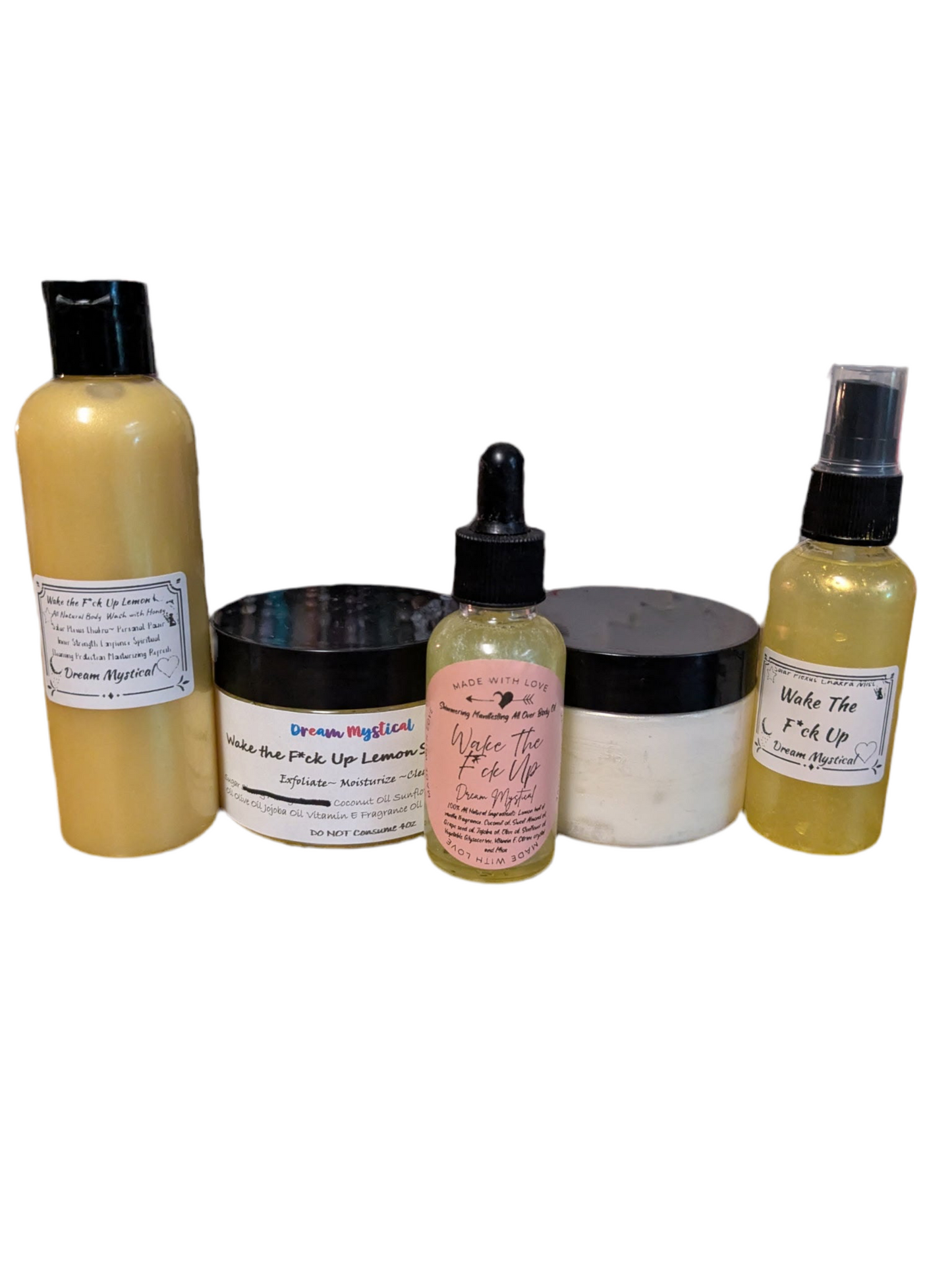 Deluxe Bundle
Includes: 8oz Body Wash, 8oz Whipped Body Butter, 8oz Sugar Scrub, 4oz Body Oil, 4oz Body Mist, F U Evil Be Gone Bath Salts
➡️ Valued at over $120— bundled for $80