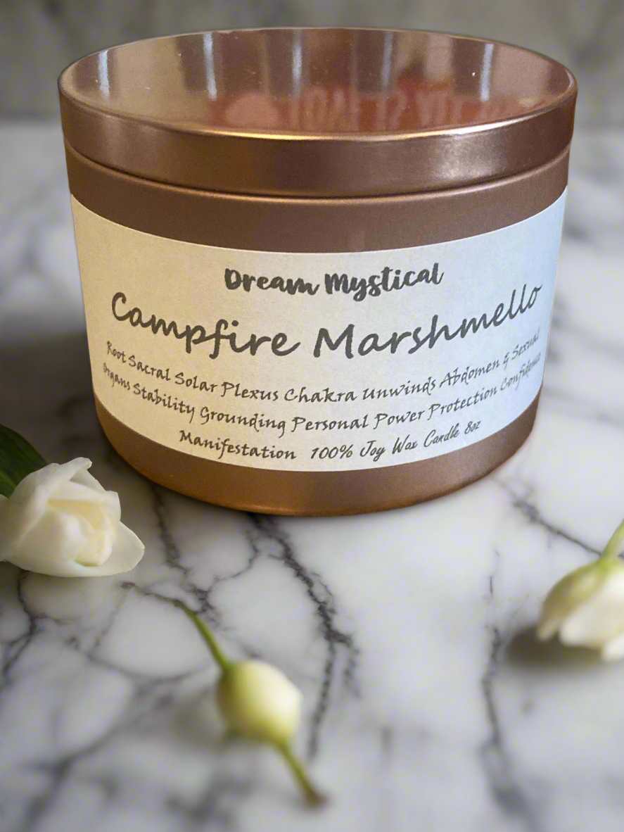 Campfire Marshmallow Manifesting Candle Root Sacral Solar Plexus Unwind Abdomen & Sexual Organs Protection Grounding Personal Power