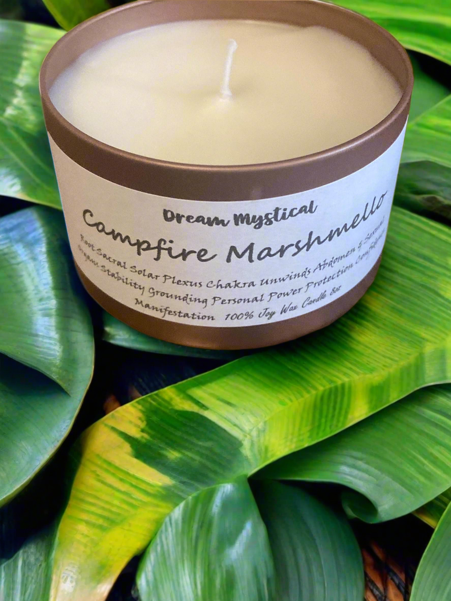 Campfire Marshmallow Manifesting Candle Root Sacral Solar Plexus Unwind Abdomen & Sexual Organs Protection Grounding Personal Power