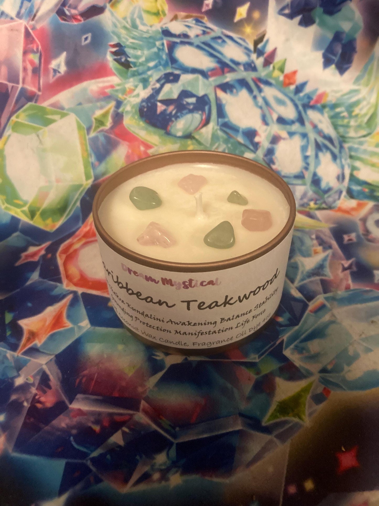 Caribbean Teakwood Intentional Manifest Candle Root Chakra Kundalini Awakening Grounding Security Stability Protection Life Force Balance