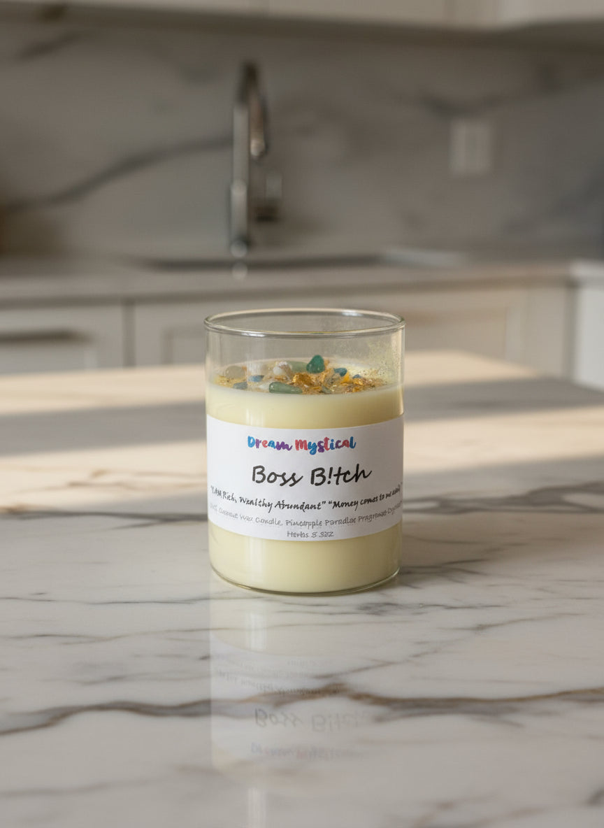 ๐ฏ๏ธ Boss Bitch โ Crystal Intention Candle for Money, Power & Confidence (Pineapple Paradise)