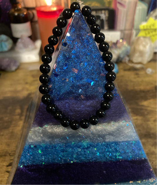 Tourmaline Hecate Goddess Sacred Shield Protection Evil Be Gone 6MM Black Natural Genuine Healing Crystal Bracelet