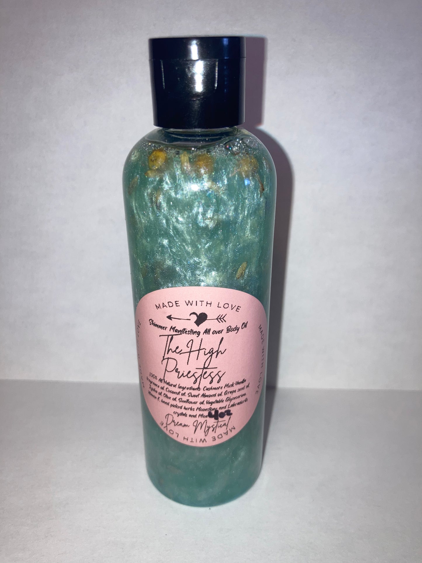 High Priestess Manifesting All Over Body & Ritual Oil Cashmere Musk and Vanilla handpicked flowers/herbs infused with Moonstone & Labradorite crystal chips