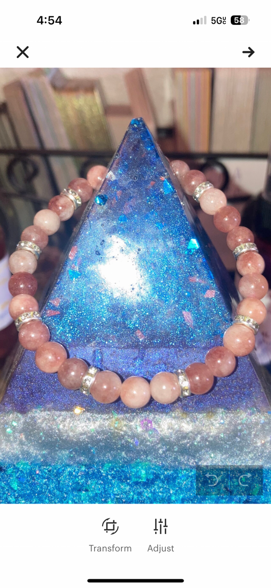 6MM Goddess Sekhmet Sunstone Natural Genuine Reiki Healing Crystal Bracelet with Gorgeous spacers