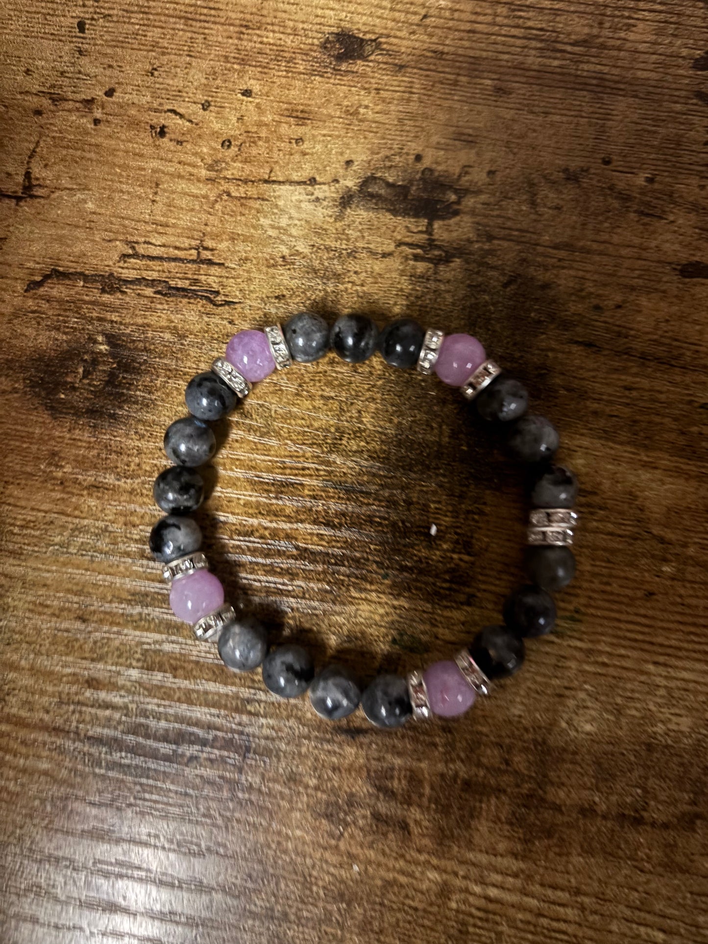 🌙 Divine Awakening – Labradorite & Lavender Amethyst Crystal Bracelet (8mm Beads) Intuition • Protection • Spiritual Balance