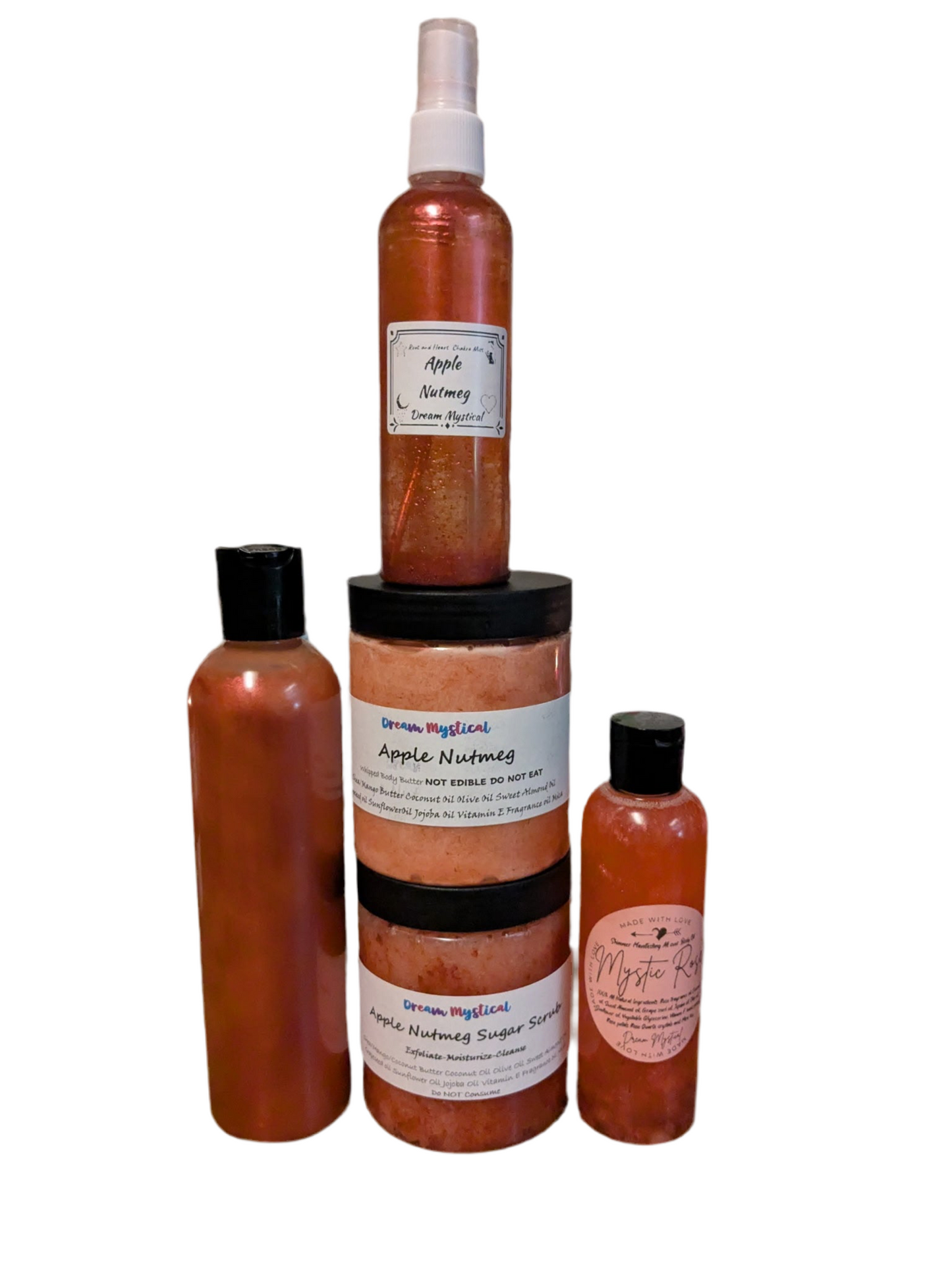 Mini Bundle  Includes: 4oz Body Wash, 4oz Whipped Body Butter, 4oz Sugar Scrub, 2oz Body Oil, 2oz Body Mist, F U Evil Be Gone Bath Salts  ➡️Perfect tester or gift size — luxury made affordable.