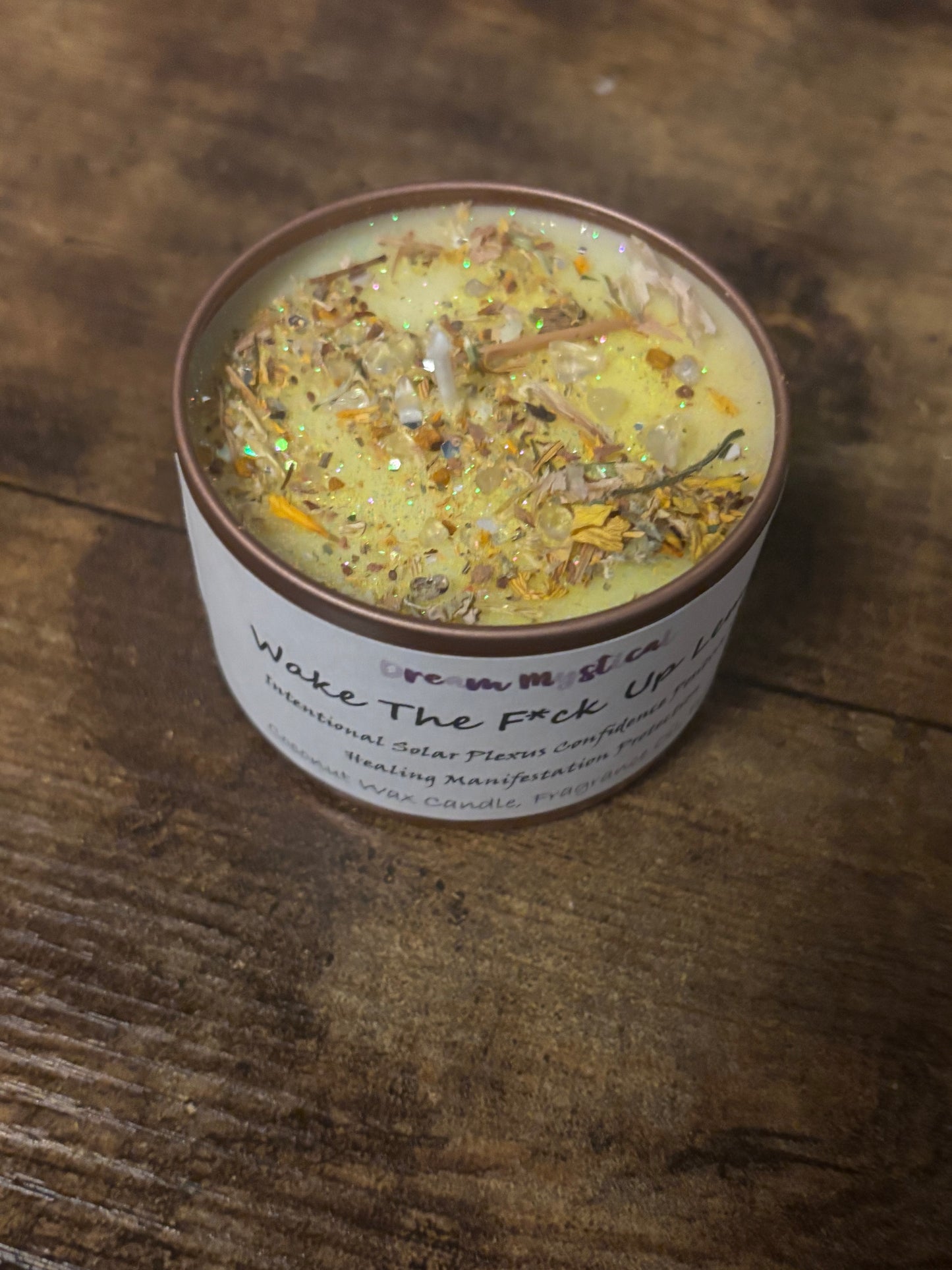 Wake The F*ck Up Lemon handmade Coconut wax Candle Soalar Plexus Confidence Positive Vibes Manifestation Intention Healing Protection