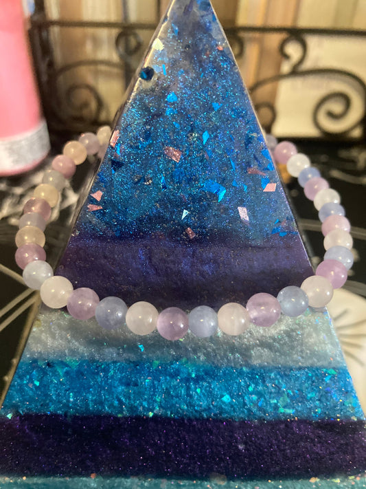 6MM Mystic Magical Unicorn Blue Aquamarine Rose Quartz Amethyst Divine Natural Healing Crystal Anklet Reiki