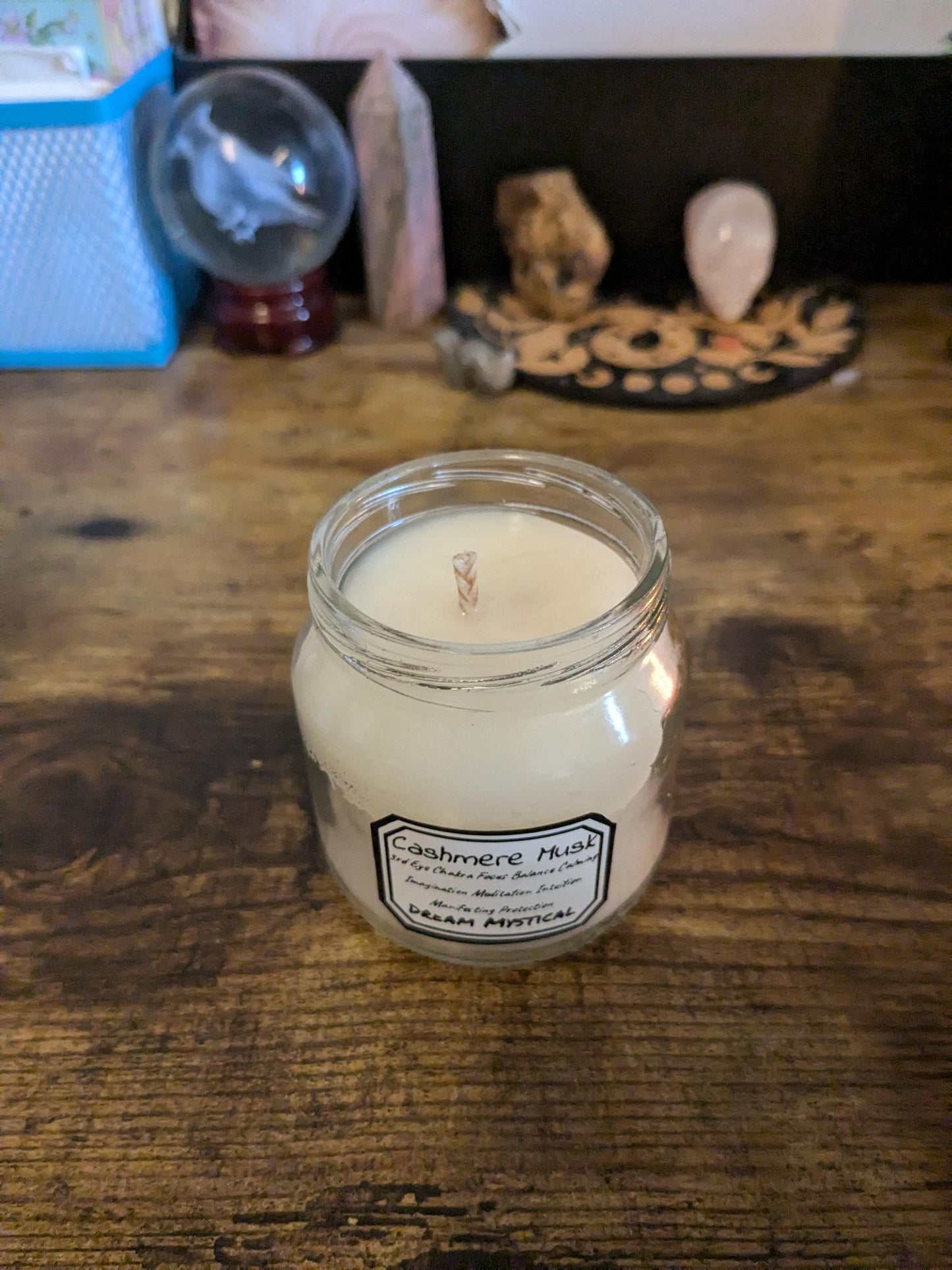 Cashmere Musk Manifesting Candle 3rd Eye Chakra Focus Meditation Protection Balance Calming Intuition Joy wax
