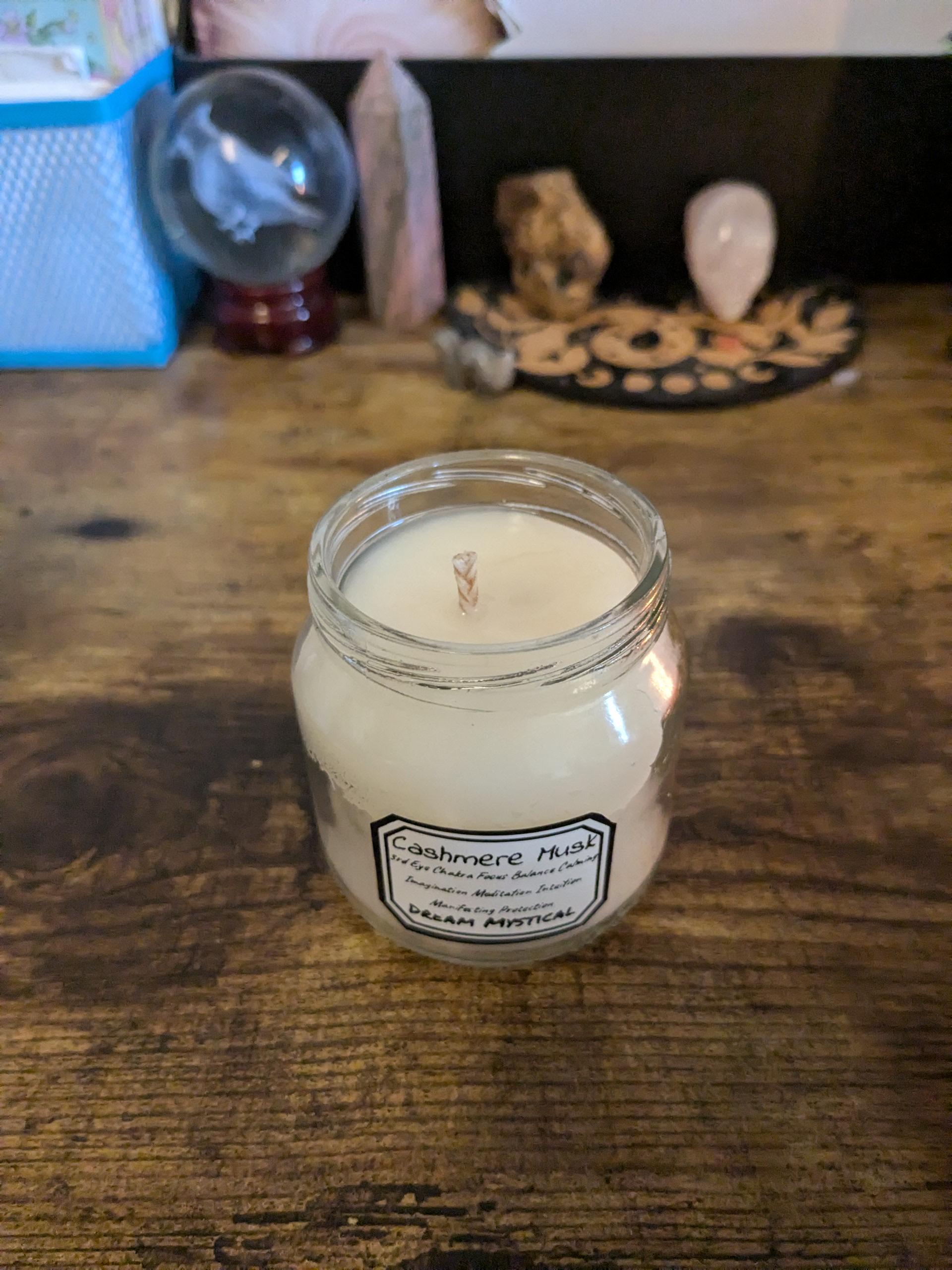 Cashmere Musk Manifesting Candle 3rd Eye Chakra Focus Meditation Protection Balance Calming Intuition Joy wax