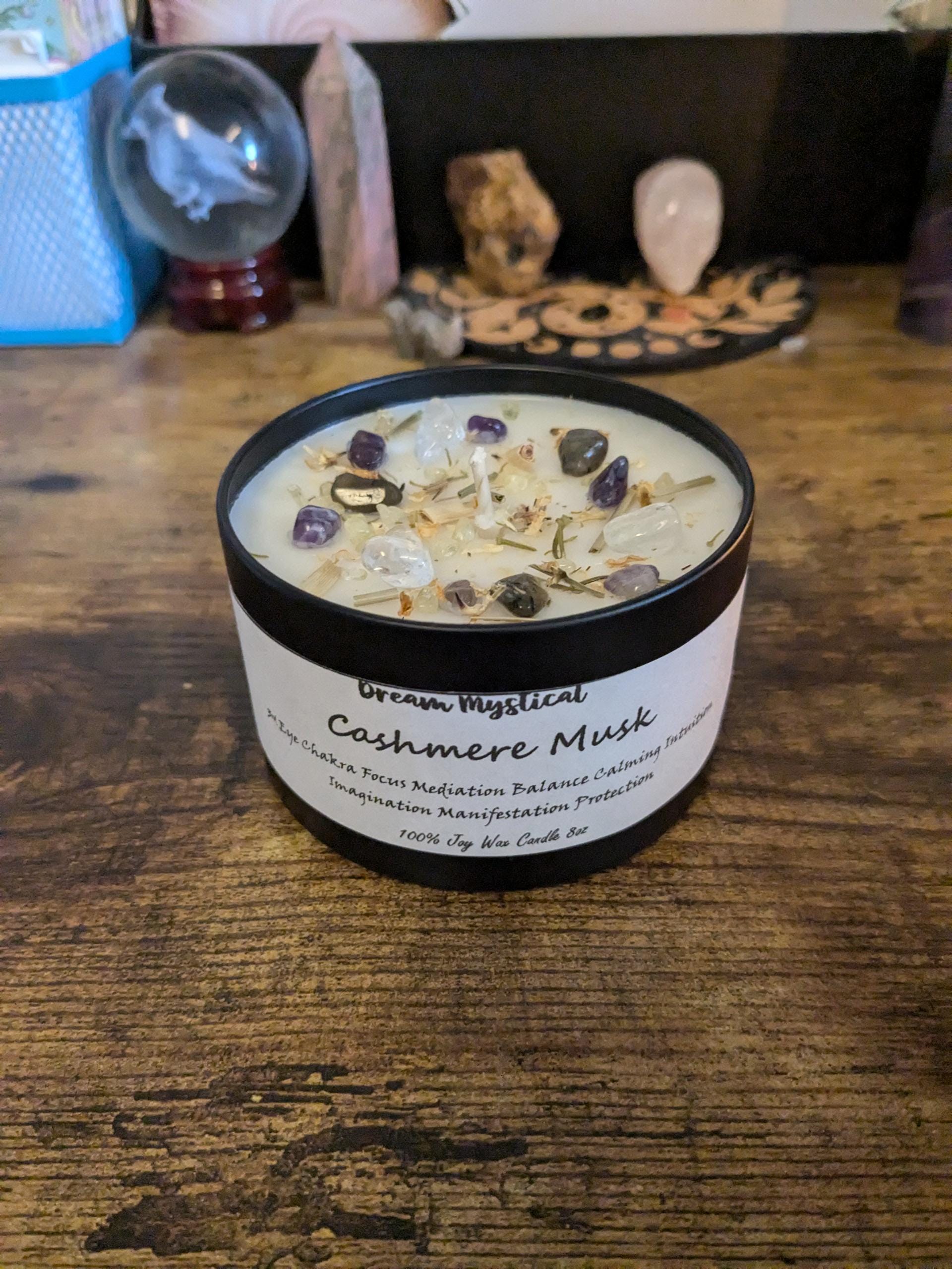 Cashmere Musk Manifesting Candle 3rd Eye Chakra Focus Meditation Protection Balance Calming Intuition Joy wax