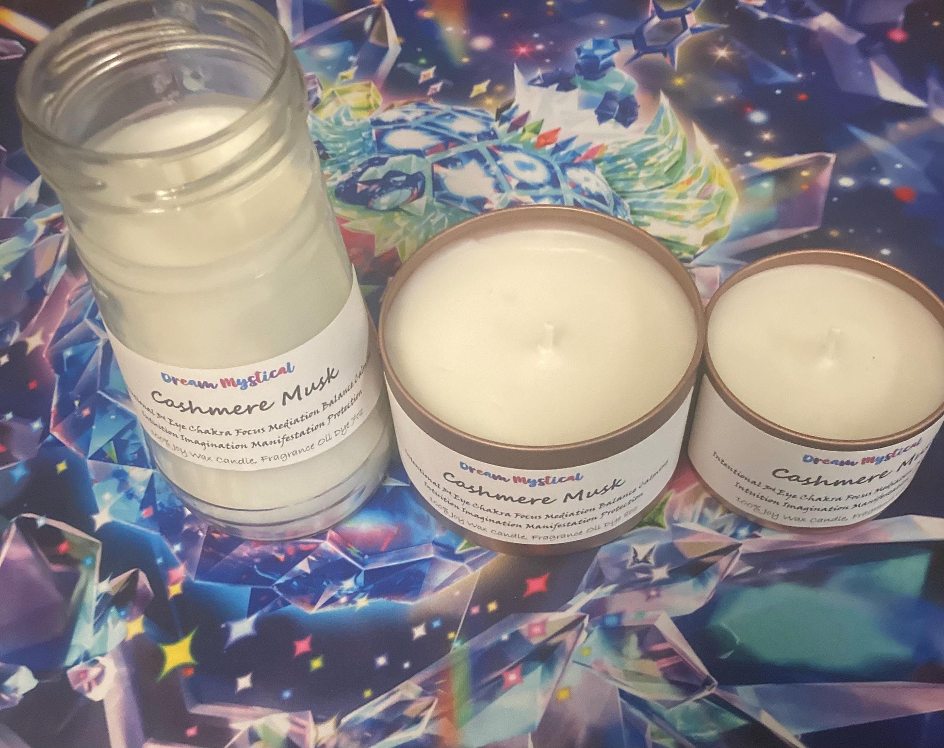 Cashmere Musk Manifesting Candle 3rd Eye Chakra Focus Meditation Protection Balance Calming Intuition Joy wax