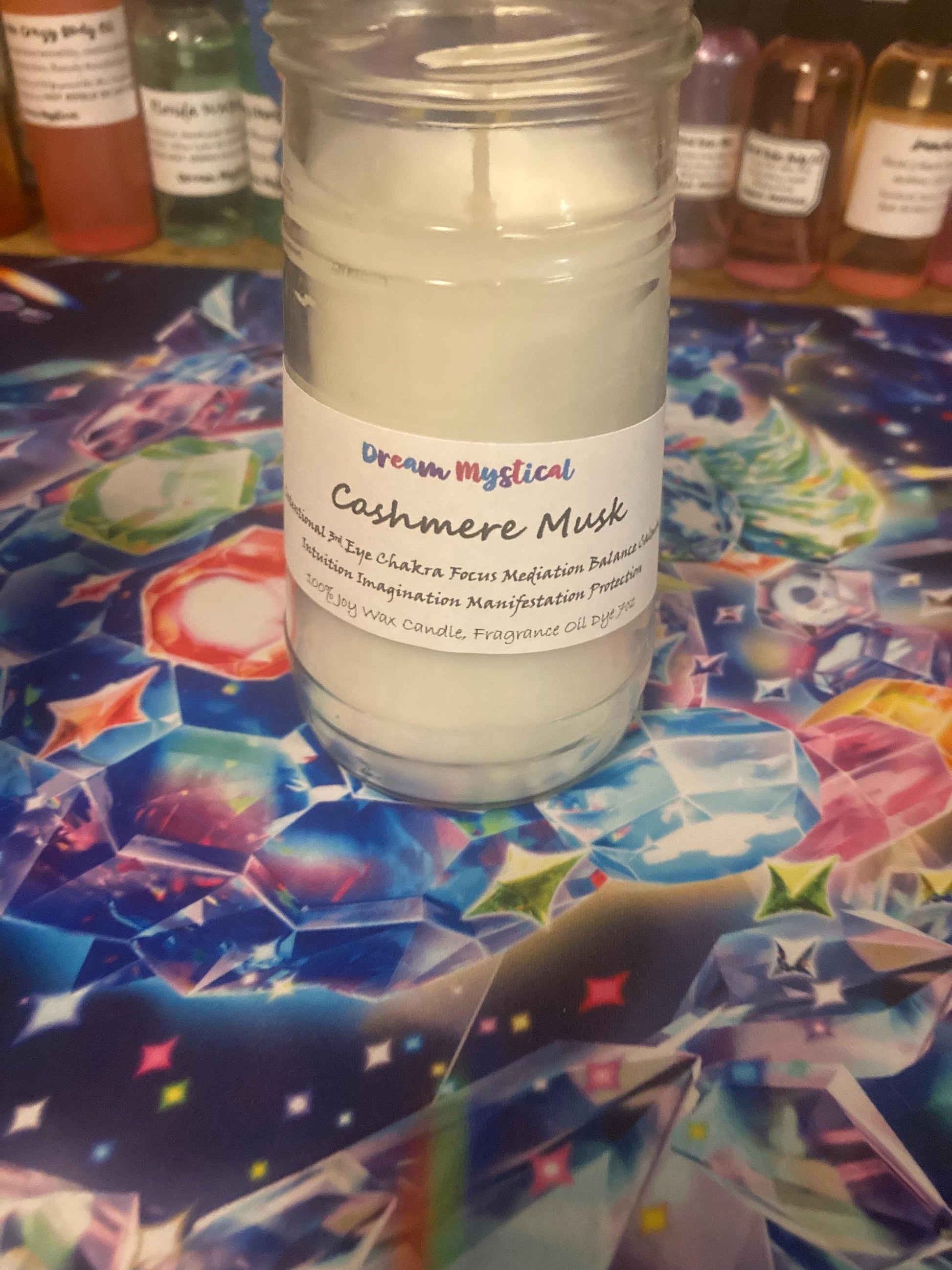 Cashmere Musk Manifesting Candle 3rd Eye Chakra Focus Meditation Protection Balance Calming Intuition Joy wax
