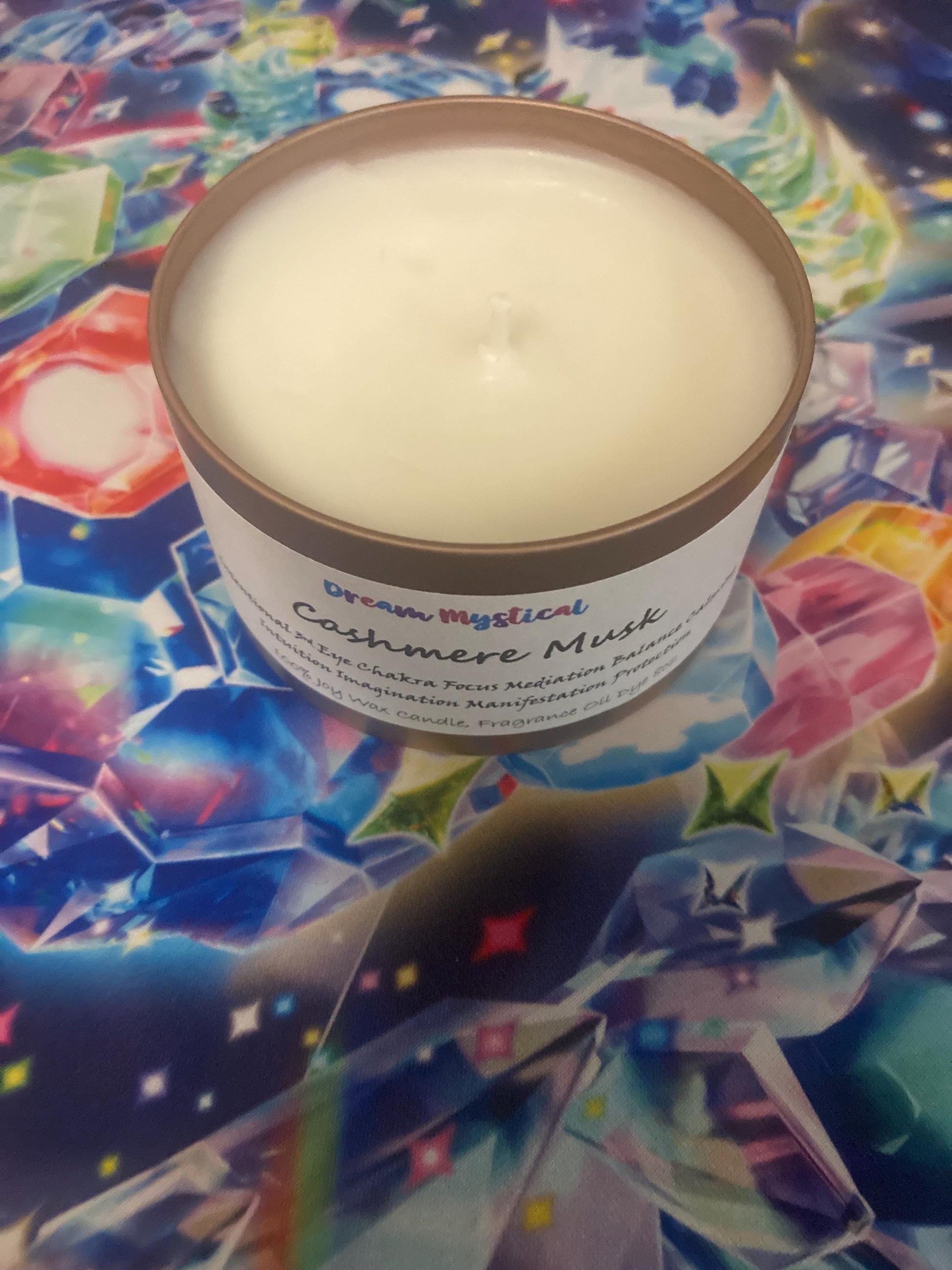 Cashmere Musk Manifesting Candle 3rd Eye Chakra Focus Meditation Protection Balance Calming Intuition Joy wax