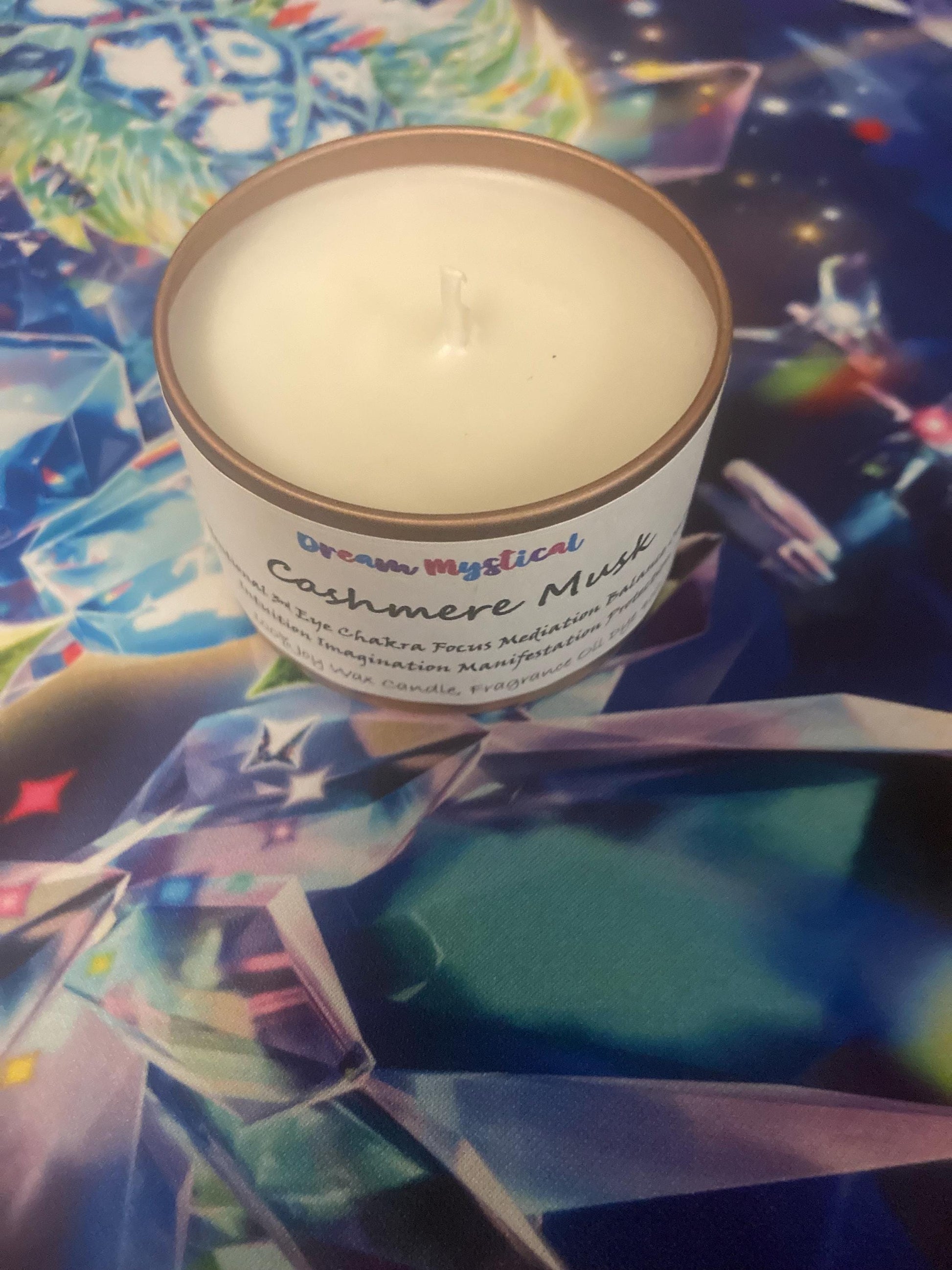 Cashmere Musk Manifesting Candle 3rd Eye Chakra Focus Meditation Protection Balance Calming Intuition Joy wax