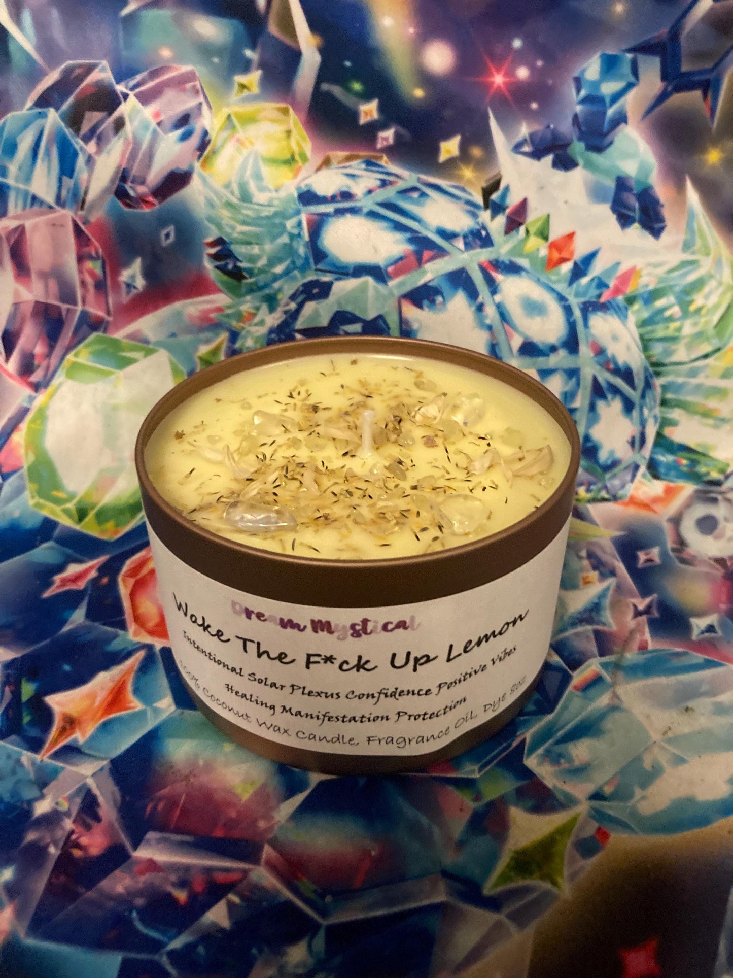 Wake The F*ck Up Lemon handmade Coconut wax Candle Soalar Plexus Confidence Positive Vibes Manifestation Intention Healing Protection