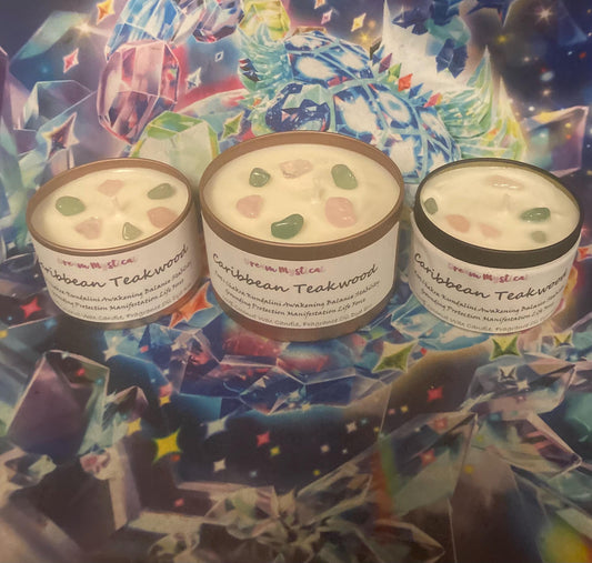 Caribbean Teakwood Intentional Manifest Candle Root Chakra Kundalini Awakening Grounding Security Stability Protection Life Force Balance