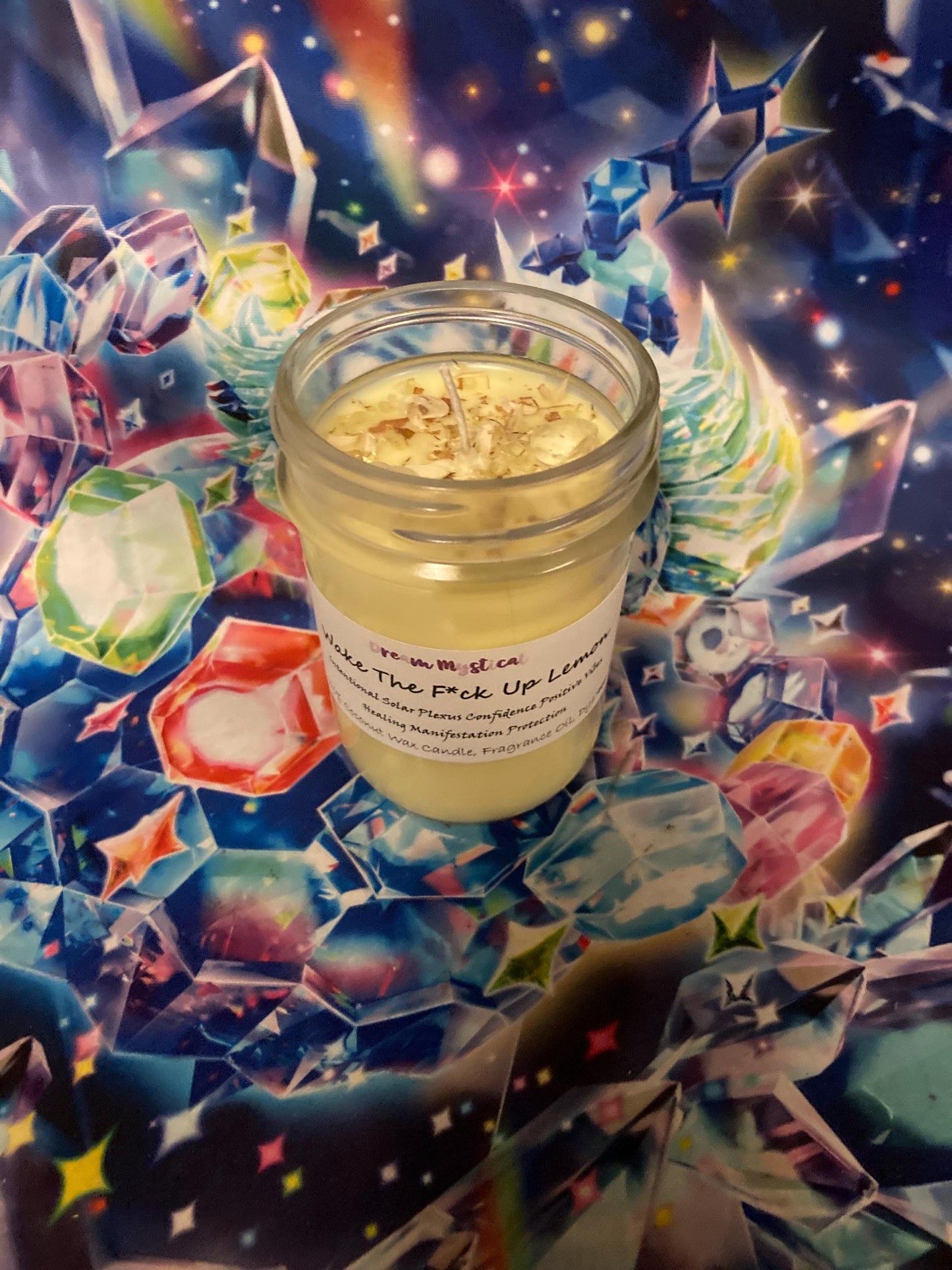 Wake The F*ck Up Lemon handmade Coconut wax Candle Soalar Plexus Confidence Positive Vibes Manifestation Intention Healing Protection