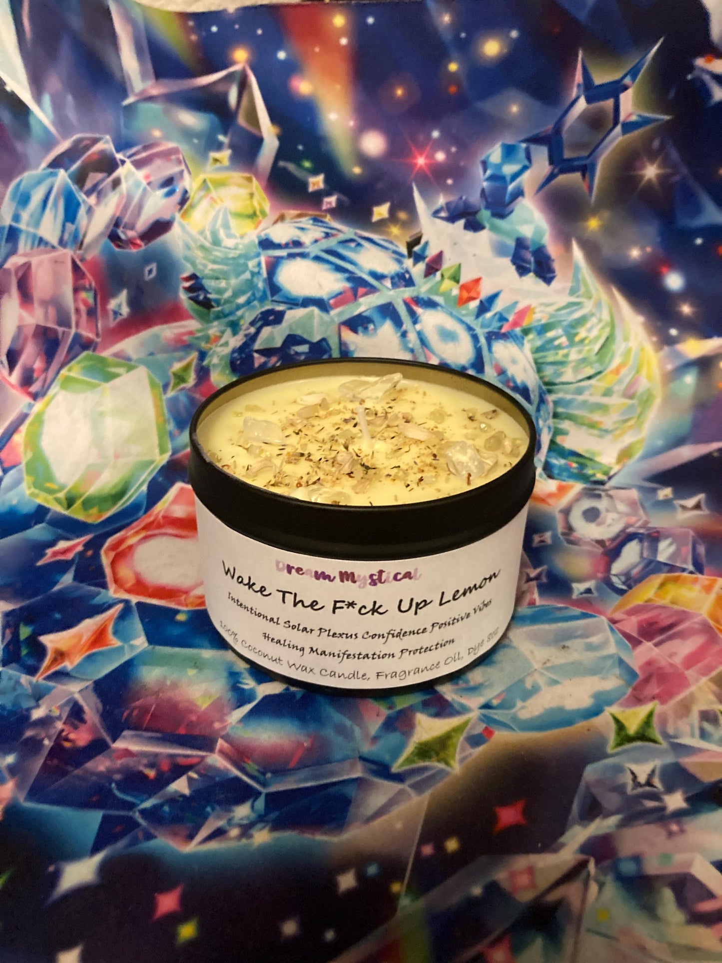 Wake The F*ck Up Lemon handmade Coconut wax Candle Soalar Plexus Confidence Positive Vibes Manifestation Intention Healing Protection
