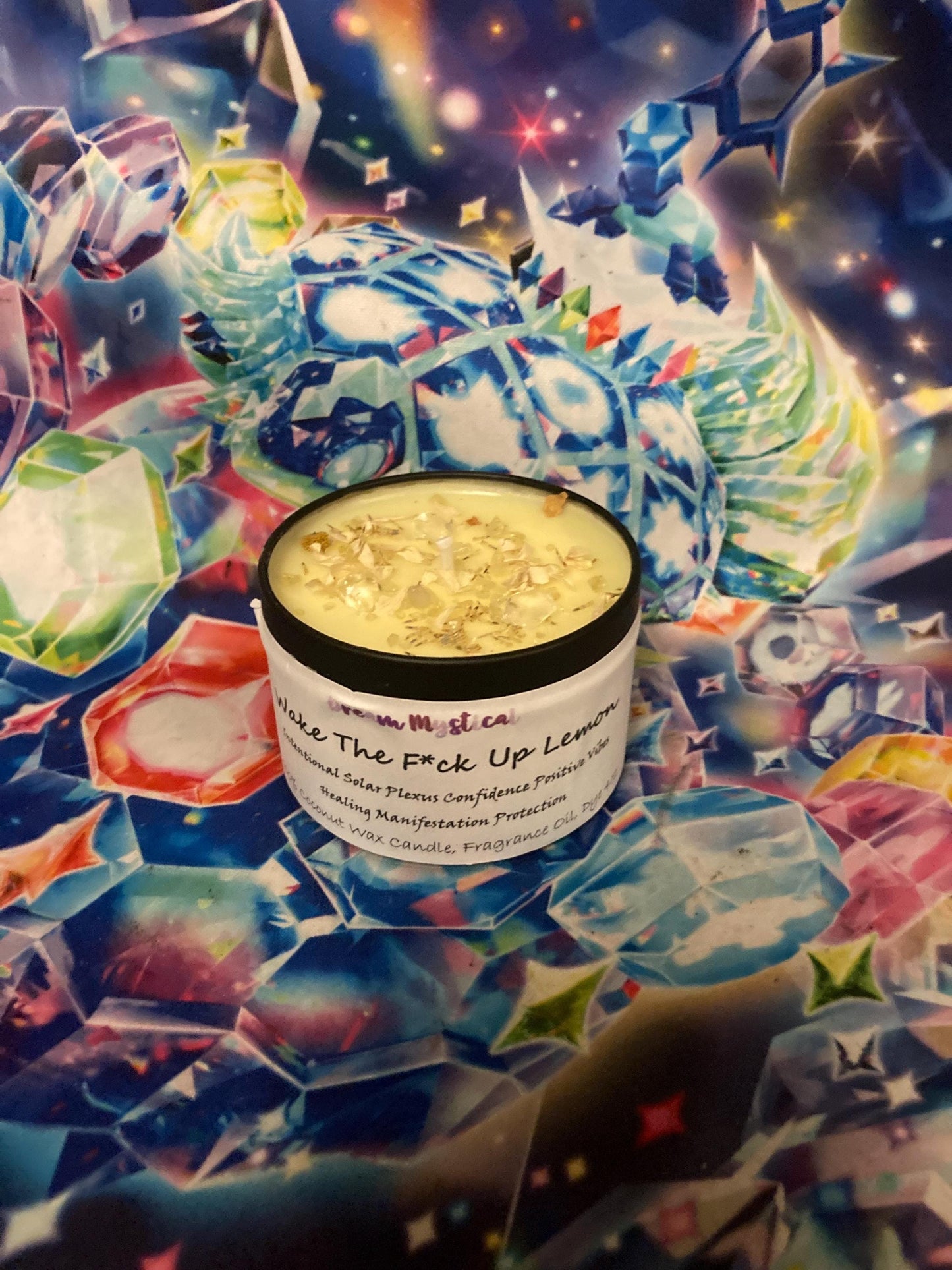 Wake The F*ck Up Lemon handmade Coconut wax Candle Soalar Plexus Confidence Positive Vibes Manifestation Intention Healing Protection